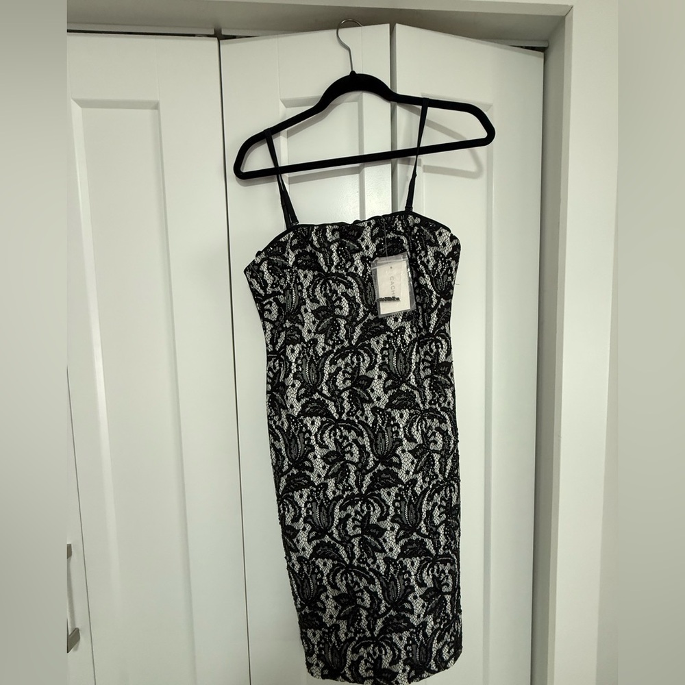 Cache Black and White Lace Dress